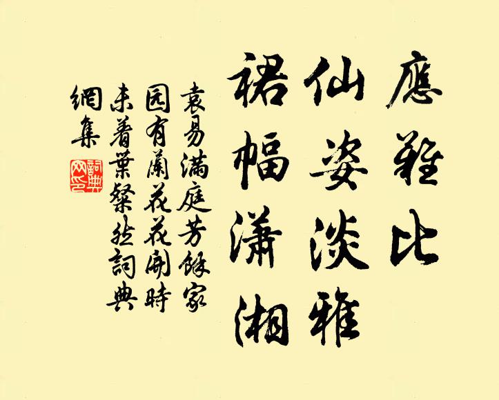 袁易应难比，仙姿淡雅，裙幅潇湘书法作品欣赏
