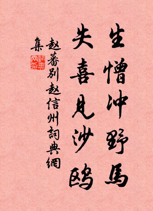 赵蕃生憎冲野马，失喜见沙鸥书法作品欣赏