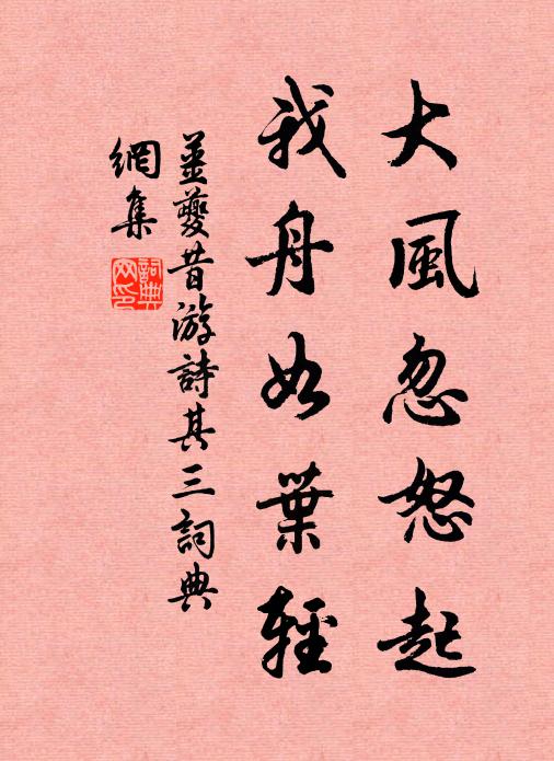 姜夔大风忽怒起，我舟如叶轻书法作品欣赏
