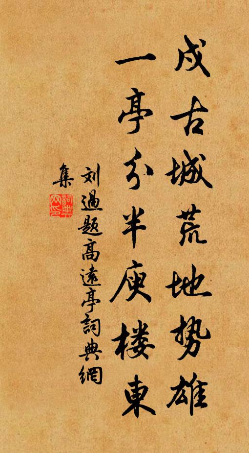刘过戍古城荒地势雄，一亭分半庾楼东书法作品欣赏