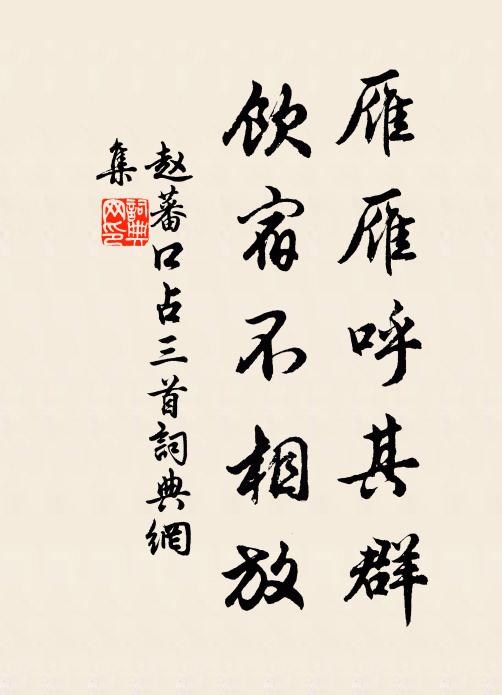 赵蕃雁雁呼其群，饮宿不相放书法作品欣赏