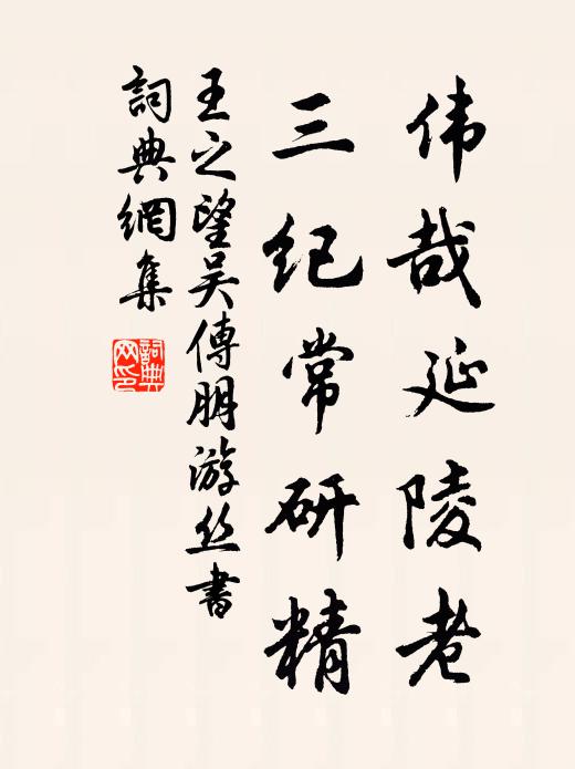 王之望伟哉延陵老，三纪常研精书法作品欣赏