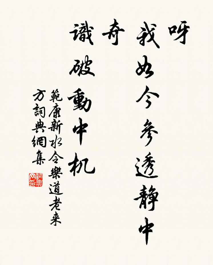 范康呀！我如今参透静中奇，识破动中机书法作品欣赏