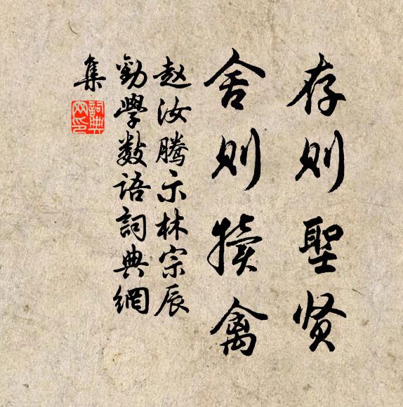 赵汝腾存则圣贤，舍则犊禽书法作品欣赏