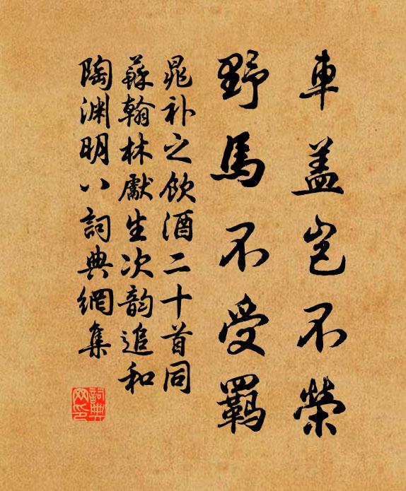 晁补之车盖岂不荣，野马不受羁书法作品欣赏