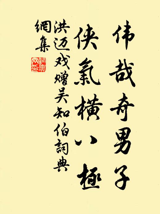 洪迈伟哉奇男子，侠气横八极书法作品欣赏