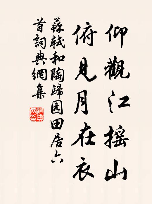 苏轼仰观江摇山，俯见月在衣书法作品欣赏