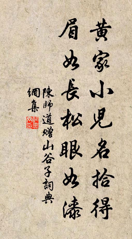 陈师道黄家小儿名拾得，眉如长松眼如漆书法作品欣赏