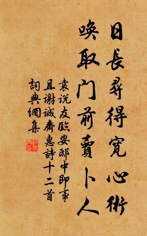 袁说友日长寻得宽心术，唤取门前卖卜人书法作品欣赏