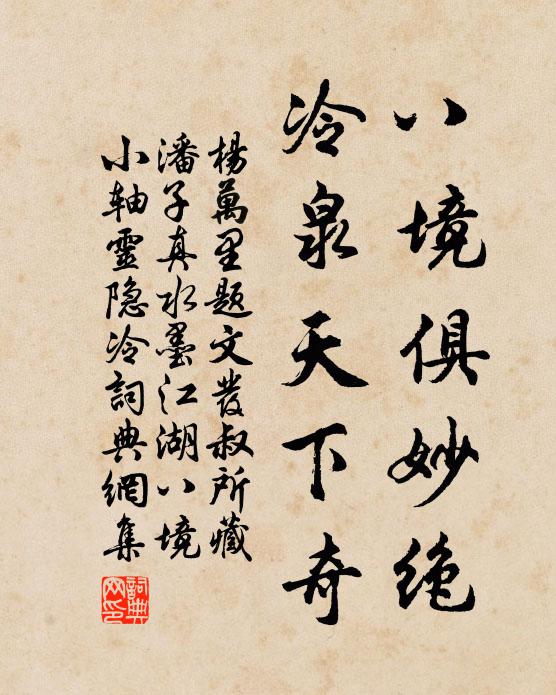 杨万里八境俱妙绝，冷泉天下奇书法作品欣赏