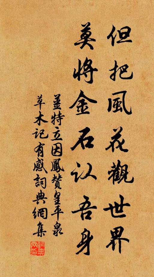 姜特立但把风花观世界，莫将金石认吾身书法作品欣赏