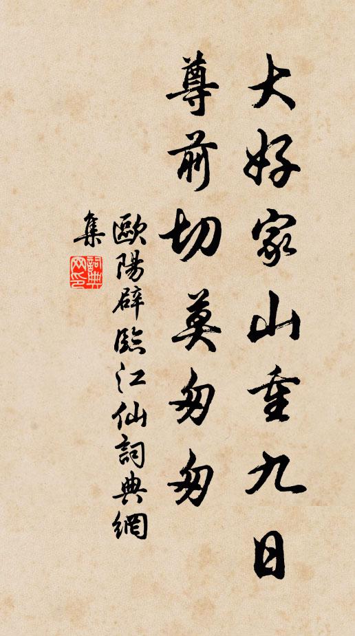 欧阳辟大好家山重九日，尊前切莫匆匆书法作品欣赏
