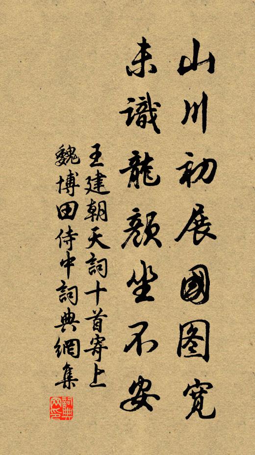 王建山川初展国图宽，未识龙颜坐不安书法作品欣赏