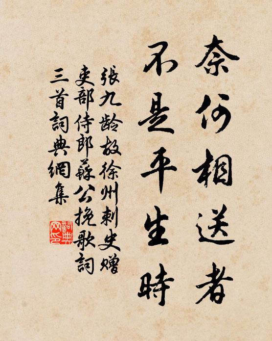 张九龄奈何相送者，不是平生时书法作品欣赏