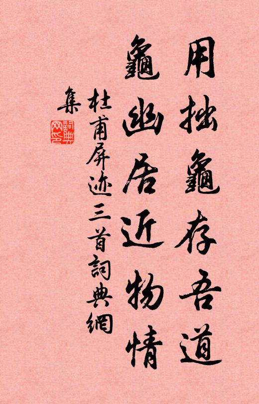 杜甫用拙龟存吾道，龟幽居近物情书法作品欣赏