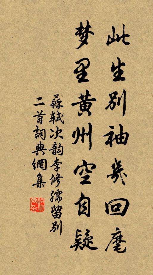 苏轼此生别袖几回麾，梦里黄州空自疑书法作品欣赏
