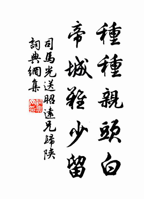 司马光种种亲头白，帝城难少留书法作品欣赏
