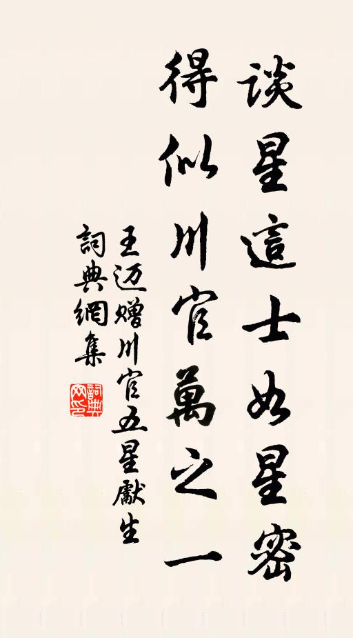 王迈谈星这士如星密，得似川官万之一书法作品欣赏