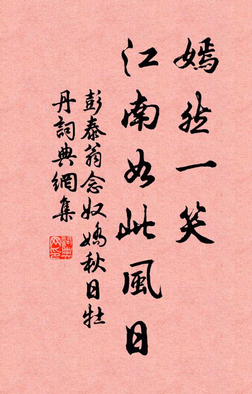 彭泰翁嫣然一笑，江南如此风日书法作品欣赏