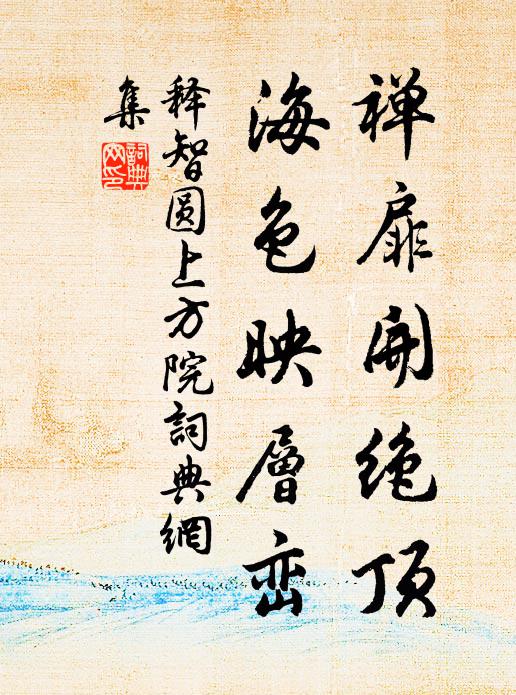 释智圆禅扉开绝顶，海色映层峦书法作品欣赏
