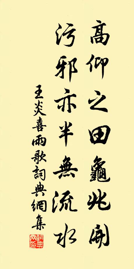 王炎高仰之田龟兆开，污邪亦半无流水书法作品欣赏