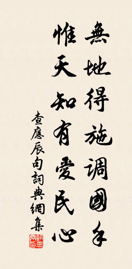 查应辰无地得施调国手，惟天知有爱民心。书法作品欣赏