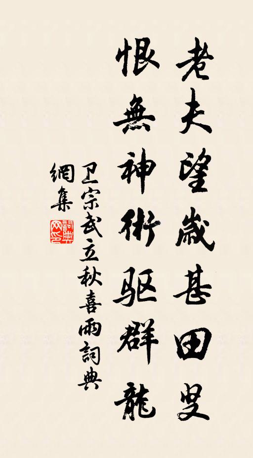 卫宗武老夫望岁甚田叟，恨无神术驱群龙书法作品欣赏