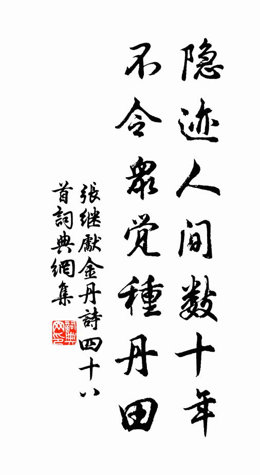 张继先隐迹人间数十年，不令众觉种丹田书法作品欣赏
