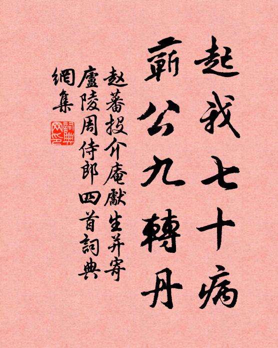 赵蕃起我七十病，蕲公九转丹书法作品欣赏