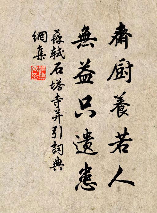 苏轼斋厨养若人，无益只遗患书法作品欣赏