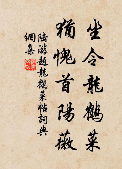 陆游坐令龙鹤菜，犹愧首阳薇书法作品欣赏