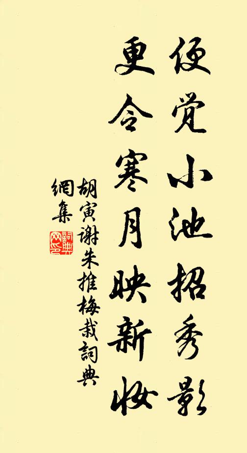 胡寅便觉小池招秀影，更令寒月映新妆书法作品欣赏