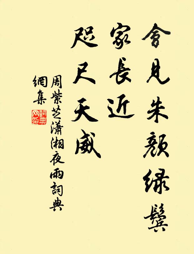 周紫芝会见朱颜绿鬓，家长近、咫尺天威书法作品欣赏