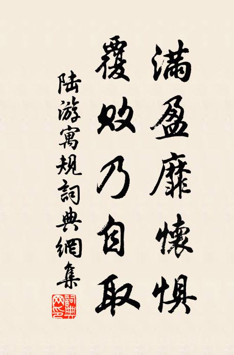 陆游满盈靡怀惧，覆败乃自取书法作品欣赏