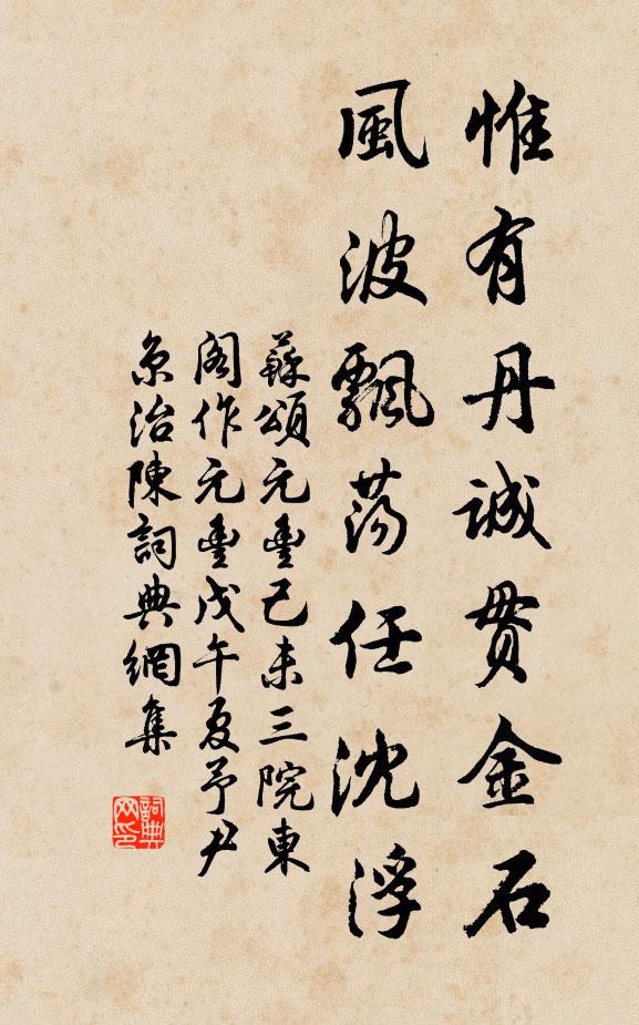苏颂惟有丹诚贯金石，风波飘荡任沈浮书法作品欣赏