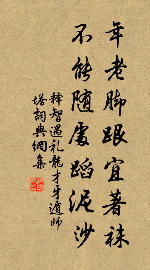 释智遇年老脚跟宜著袜，不能随处蹈泥沙书法作品欣赏