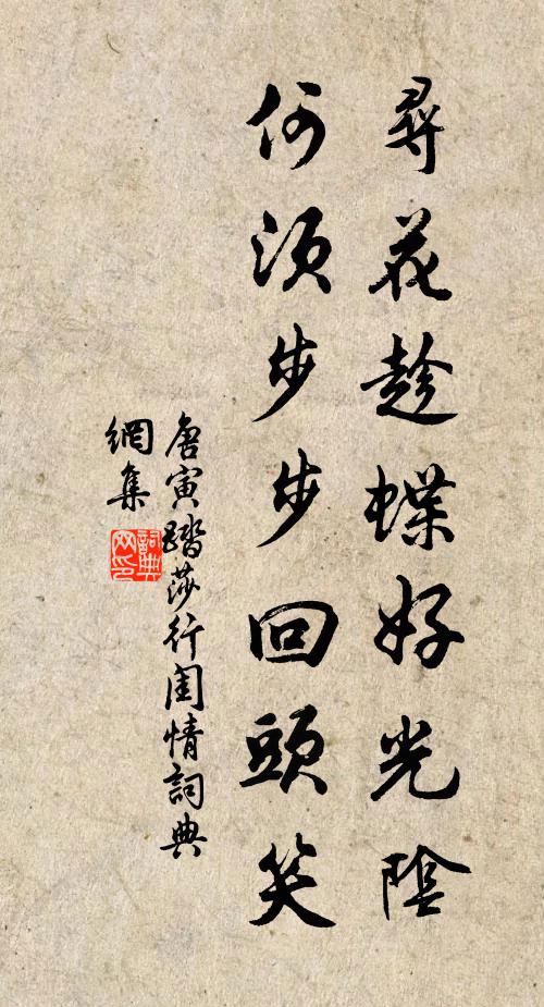 唐寅寻花趁蝶好光阴，何须步步回头笑书法作品欣赏