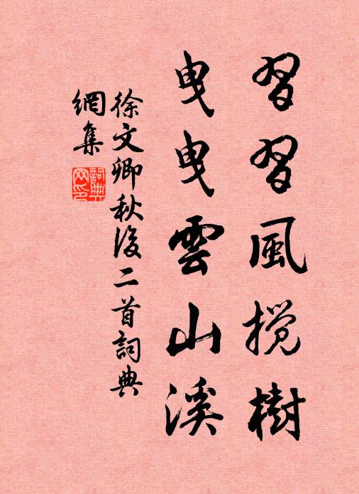 徐文卿习习风搅树，曳曳云山溪书法作品欣赏