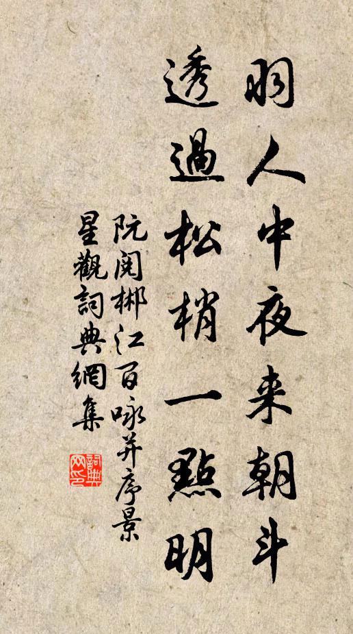 阮阅羽人中夜来朝斗，透过松梢一点明书法作品欣赏