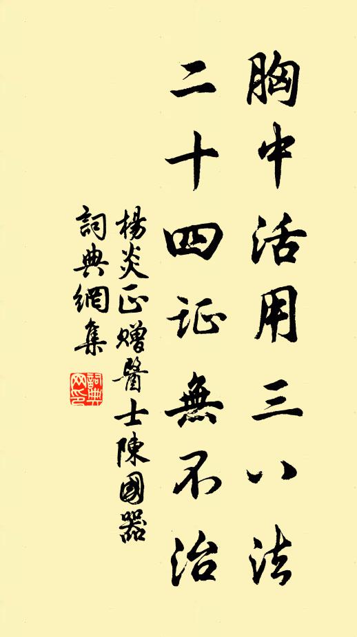 杨炎正胸中活用三八法，二十四证无不治书法作品欣赏
