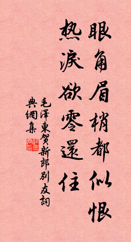 眼角眉梢都似恨，热泪欲零还住书法作品欣赏