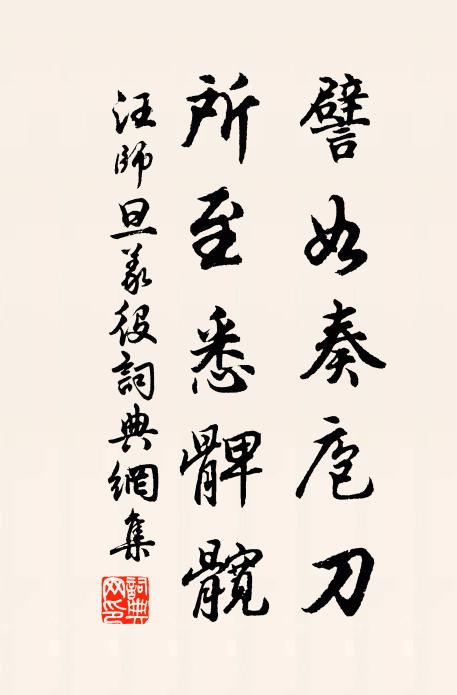 汪师旦譬如奏庖刀，所至悉髀髋书法作品欣赏