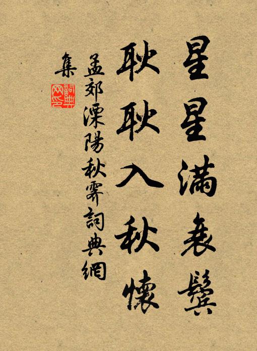 孟郊星星满衰鬓，耿耿入秋怀书法作品欣赏