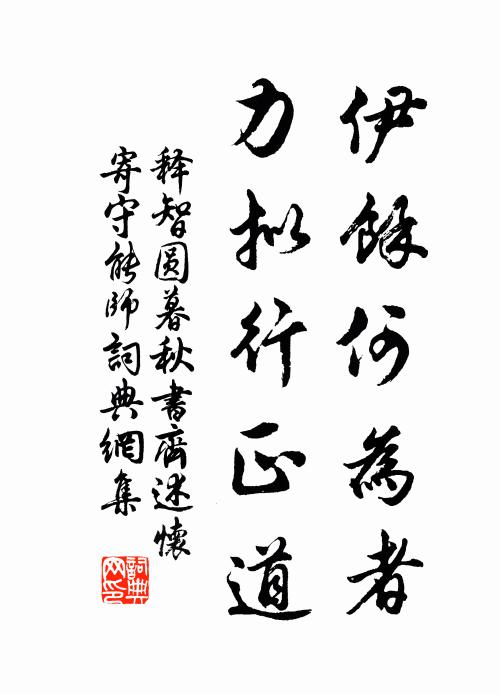 释智圆伊余何为者，力拟行正道书法作品欣赏