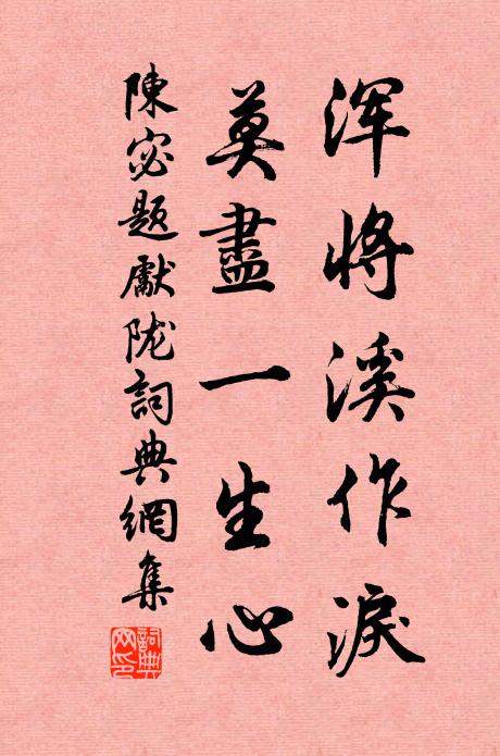 陈宓浑将溪作泪，莫尽一生心书法作品欣赏