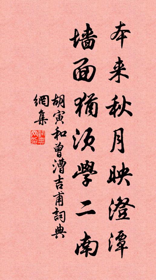 胡寅本来秋月映澄潭，墙面犹须学二南书法作品欣赏