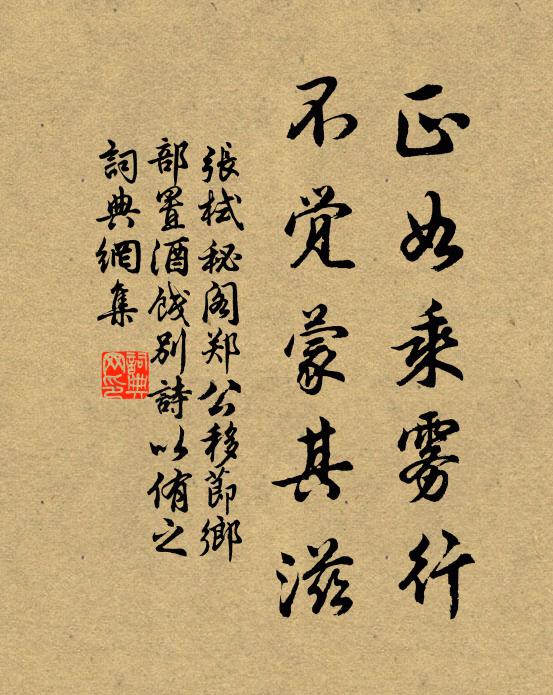 张栻正如乘雾行，不觉蒙其滋书法作品欣赏