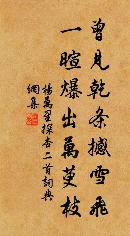 杨万里曾见乾条撼雪飞，一暄爆出万萸枝书法作品欣赏
