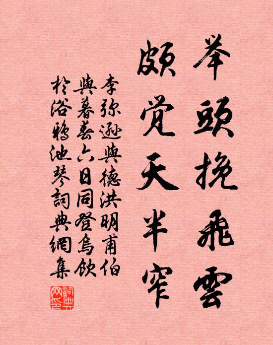 李弥逊举头挽飞云，颇觉天半窄书法作品欣赏