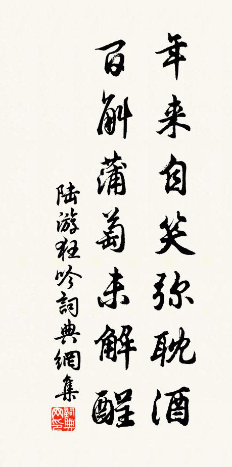 陆游年来自笑弥耽酒，百斛蒲萄未解酲书法作品欣赏